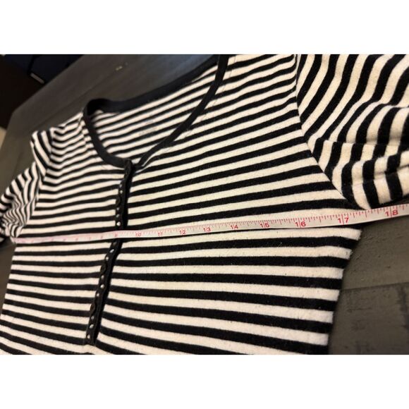 Copper Key Black and White Stripe Rhinestone Bling Long Sleeve Top - Sz XL - Picture 5 of 9